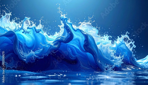 Fototapeta Naklejka Na Ścianę i Meble -  Abstract blue water wave splash.