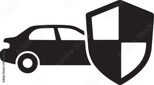 Car insurance protection icon, vehicle safety and security symbol, automotive coverage, accident prevention, road assurance concept design.