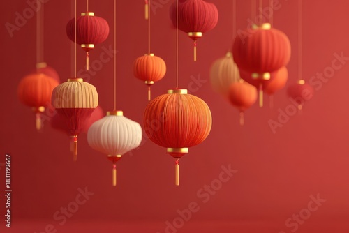 Cheerful Holiday Aura: Vibrant Red Lanterns Symbolizing the Spirit of New Year Celebrations
