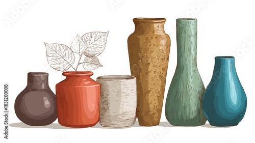 Variety of Vases Collection with Leaf Accent