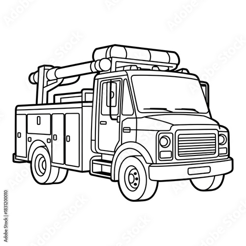 Utility truck coloring page line art