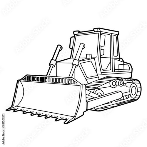 bulldozer vector illustration coloring page line art