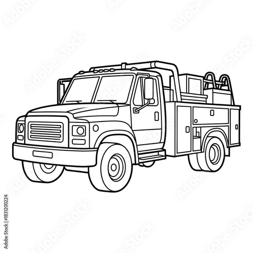 Utility truck coloring page line art 