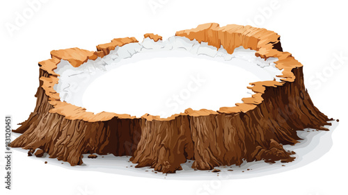 Detailed Vector Illustration of Tree Stump with Cut Out and Outline