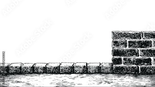 Brick Wall with Brick Border Vector Illustration for Graphic Design Projects