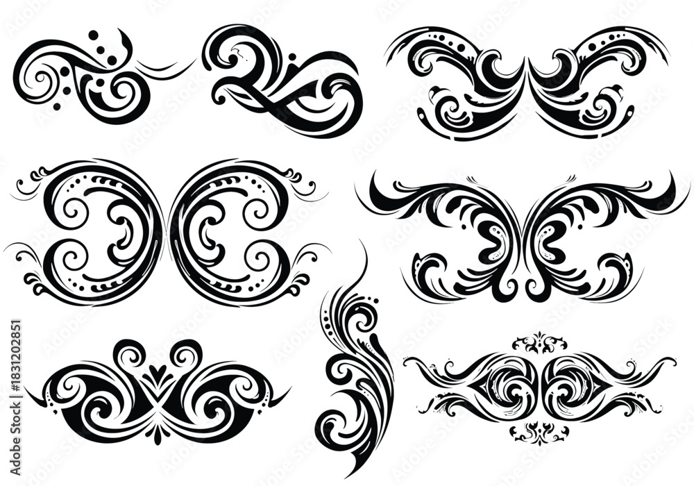Fototapeta premium vector Set of decorative swirl ornaments elegant vector design elements for invitations and graphic design isolated on white background