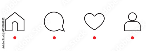 Like, Repost, comment share save vector icon set. Site navigation symbol. Social media web linear sign