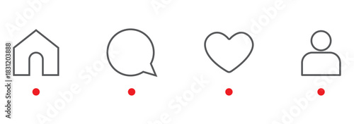 Like, Repost, comment share save vector icon set. Site navigation symbol. Social media web linear sign