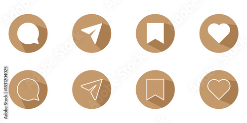 Like, comment, share and save icon set. social media notification icons , love favorite heart flat icons, post reactions collection set. Vector illustration