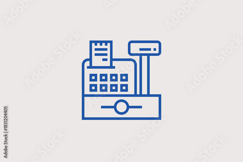 cash register illustration in line style design. Vector illustration.	