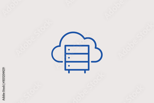 cloud hosting illustration in line style design. Vector illustration.	