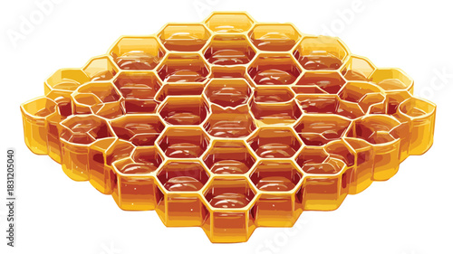 Honeycomb Vector with Outline, Isolated: Layered Beehive Structure Design Element