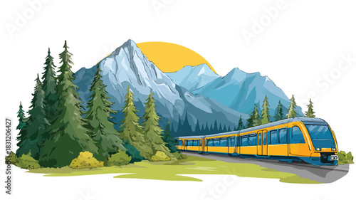 Scenic Train Journey Through Mountainous Forest Landscape