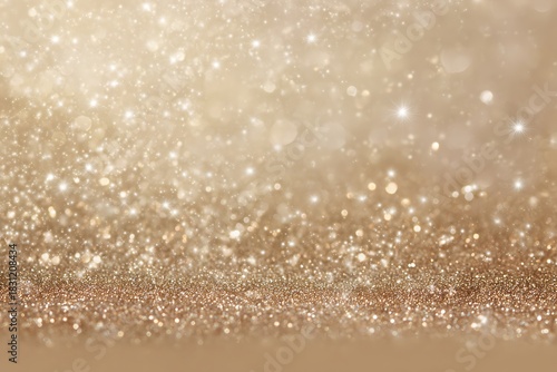 A shimmering golden glitter background with sparkling bokeh lights and star effects, creating a festive and luxurious atmosphere.