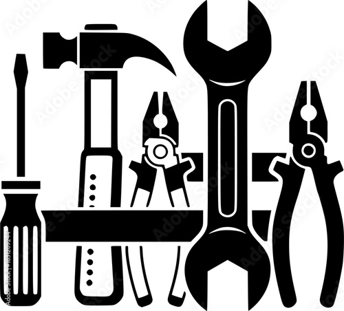 Essential Toolkit Icon Hammer, Wrench, and Tools for DIY Projects and Repairs
