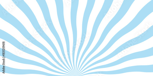 sky blue Split Comic Pop Art Sunburst with Dynamic Retro Rays white Background