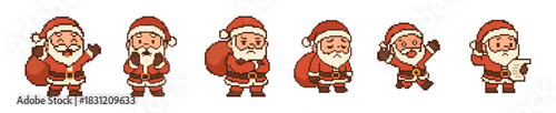 Santa Claus Character Pixel Art Sprites for Christmas Holiday Season