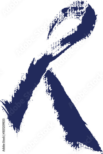 Navy blue awareness ribbon isolated on white background for various causes