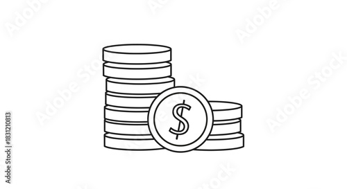 Stack of Coins with Dollar Sign, Financial Concept.
