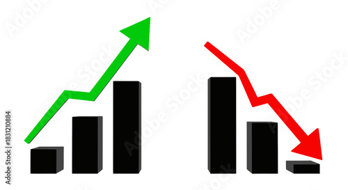 Stock Market Trends - Upward and Downward Charts.