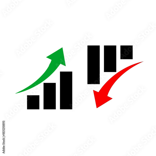 Upward and Downward Trends Visualized with Arrows and Bar Graphs.