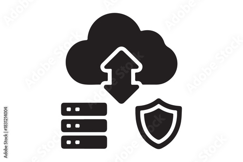 Cloud computing data security and storage icon