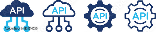 api, application programming interface, cloud, gear, cogwheel, settings, development, technology, software, integration, connection, data, programming, code, icon, set, collection, graphic, design, il