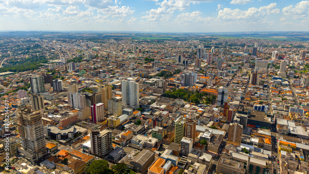 Fototapeta premium Ponta Grossa, Paraná, Brasil. Aerial view of Ponta Grossa city.
