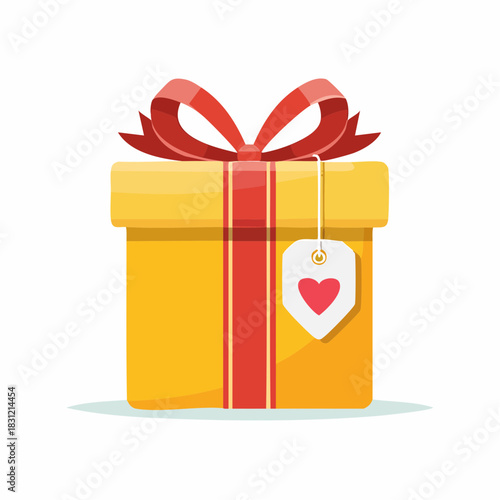 gift box with red ribbon and red love tag