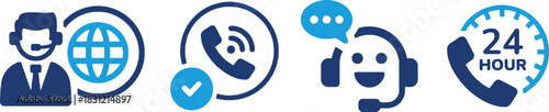 customer service, support, call center, headset, microphone, globe, world, phone, call, check mark, tick, message, chat bubble, happy face, smiley, 24 hour, clock, timer, icon, symbol, graphic, illust