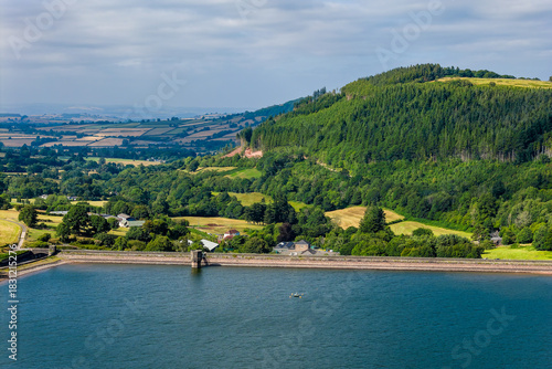 Wallpaper Mural Scenic view of the dam and forest at Talybont Reservoir in Brecon Beacons Torontodigital.ca