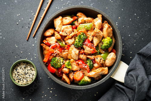 Wallpaper Mural Chicken stir fry with vegetables and sesame. Torontodigital.ca