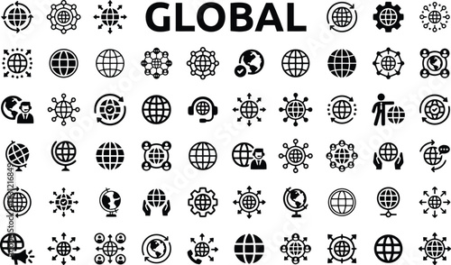 global, network, connection, world, globe, communication, technology, internet, business, data, system, hub, node, people, collaboration, transfer, exchange, information, digital, abstract, icon, set,