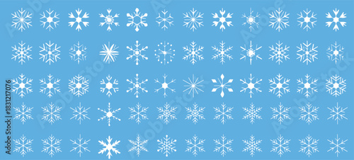 Elevate winter and holiday projects with delicate snowflake patterns on a cool blue background. Perfect for designs needing a touch of winter magic.