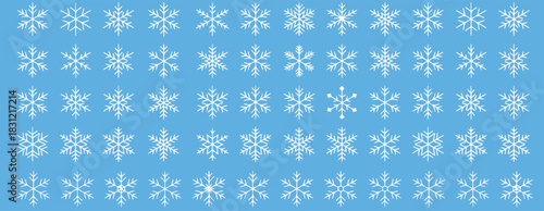 Charming snowflake pattern on blue for winter holiday cheer and festive backgrounds, perfect for seasonal promotions and designs