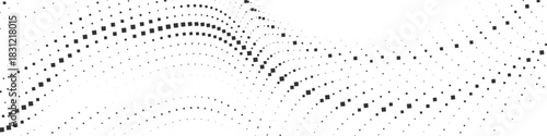 Dynamic wave pattern composed of gradient dots, creating a flowing digital halftone texture. modern abstract background design for technology concepts. Vector