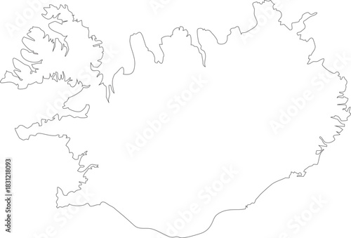 Iceland Map Stroke Outline Stroke Transparent Editable Vector