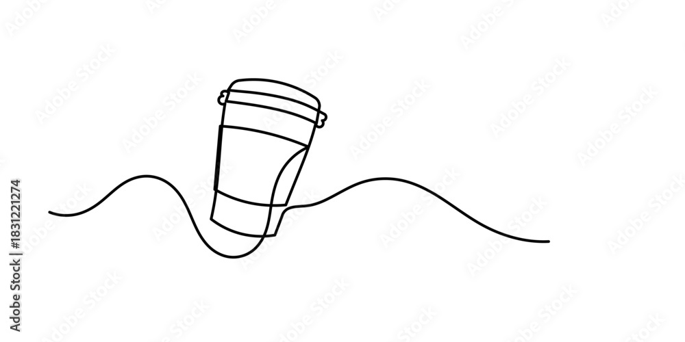 Obraz premium Doodle cup line abstract pro.Continuous line drawing coffee cup. Hot drinks concept. Vector illustration, Coffee cup continuous line sketch tea icon cafe sketch drink single art outline mug logo food.