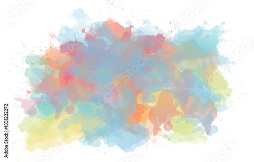Abstract hand drawn colorful watercolor stain with paint splashes. Artistic original creative background