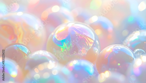 Opal Iridescent Glow Lights. Blurred Glitter Bokeh Confetti Lights Background