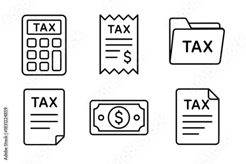 Collection of Business Documents Including Tax Forms, Financial Statements and Charts
