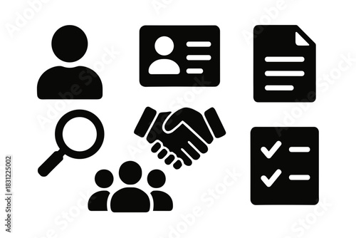 Stylized Icons Depicting Professional Networking Communication and Collaboration