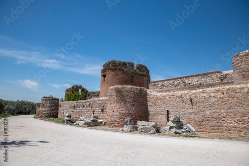 Fototapeta Naklejka Na Ścianę i Meble -  Iznik Castle gate, walls and water channel in Türkiye 2025 