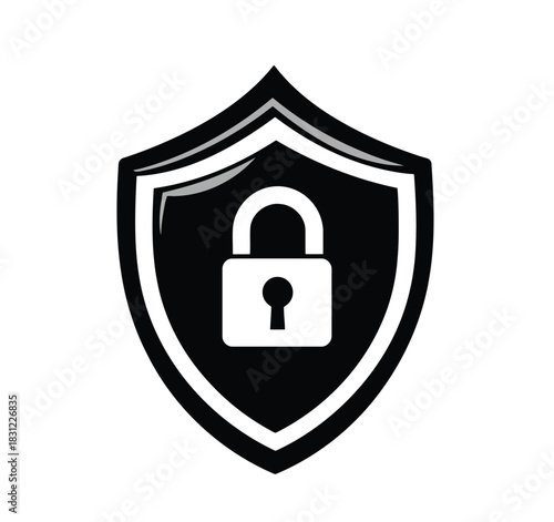 Simple black and white vector icon of an open lock for security and access concepts