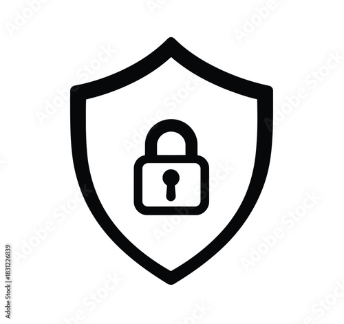 Simple black and white vector icon of an open lock for security and access concepts