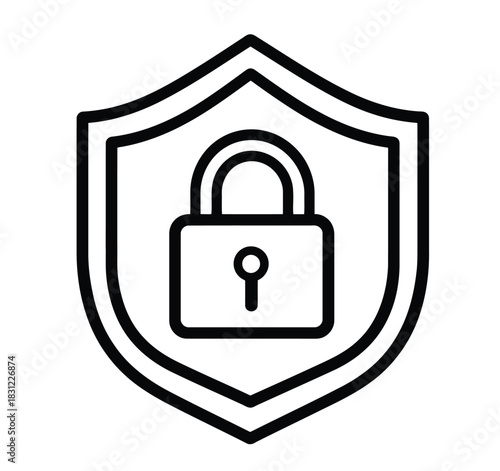 Simple black and white open lock icon for security and access concepts
