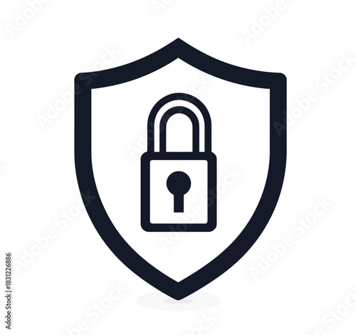 Simple black and white open lock icon for security and access concepts