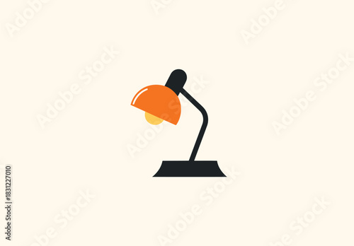 Simple minimal desk lamp logo design with clean lines