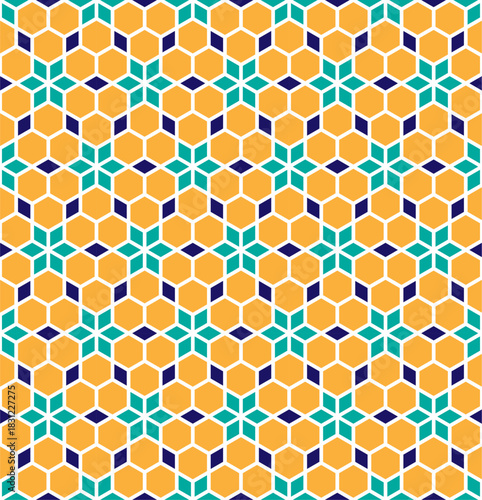 Geometric Islamic Pattern with Hexagons and Stars