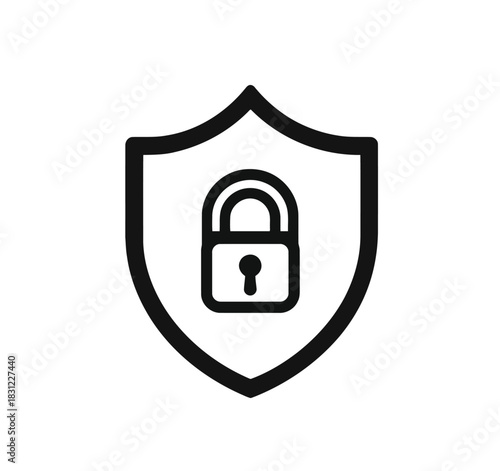 Black and white open lock icon symbolizing security and access on a clean background